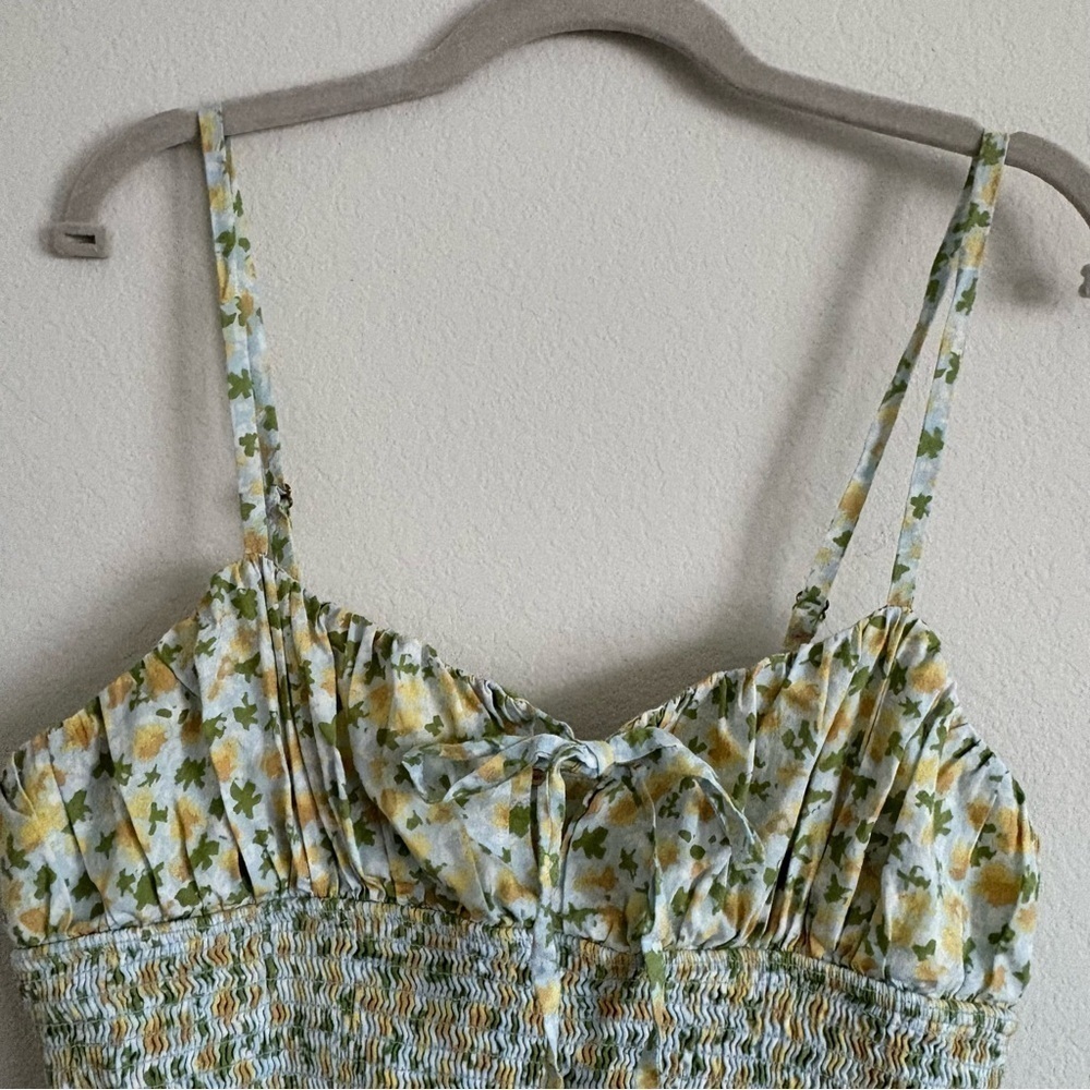 Free People Midi Floral Dress Baby Blue, Green and Yellow- size M - Picture 9 of 15